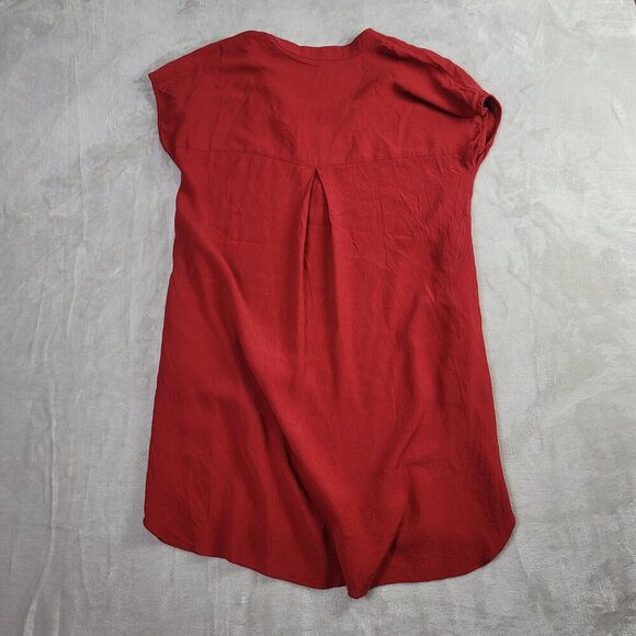 Madewell Red V-Neck Short Sleeve Pocketed Women's Tunic Dress | Size XS - Picture 7 of 7